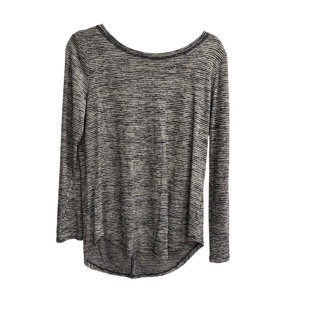 Athleta Size Medium M Black Striped Long Sleeve Shirt